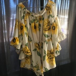 Yellow flower romper